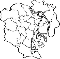 freehand drawing of Tokyo city map.