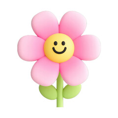 Happy Pink Flower with Smiling Face