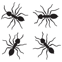 set of black silhouette ants icon. vector illustration eps 10