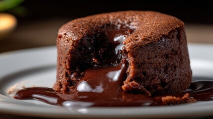 Decadent molten chocolate lava cake close-up for dessert lovers
