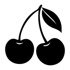 cherry fruit flat icon vector, flat vector illustration cherry fruit icon isolated on a white