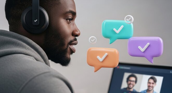 Online video meeting with confirmed chat message notifications