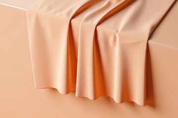 Peach Silk Draped Fabric on Minimalist Background