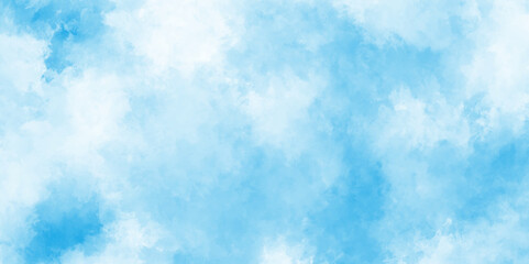 Grunge blue background with space for watercolor, dreamy light blue sky cloudscape background,  abstract blue sky Watercolor background Illustration, aquarelle paint paper textured canvas for vintage.
