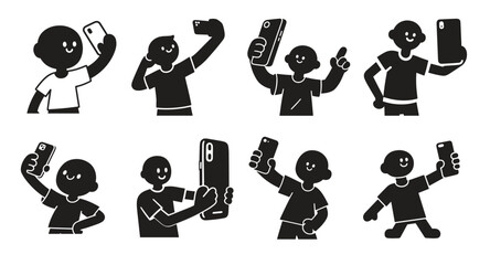 Cute Silhouette Taking Selfie with Giant Smartphone