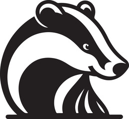 Stylized Badger Head in Black and White for Logo or Icon