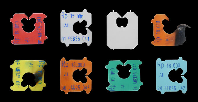 Isolated bread clip collection with text and expiration date