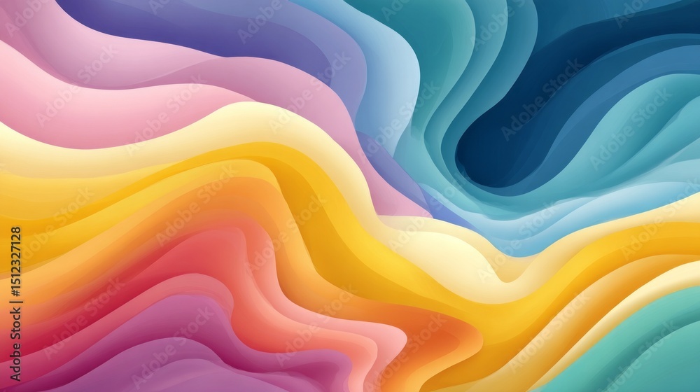 Poster Swirls of pastel colors create a visually appealing abstract backdrop. The fluid movement of hues merges together, evoking a sense of calm and creativity