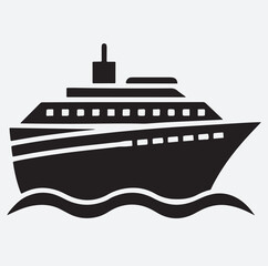 Obraz premium cruise ship icon silhouette vector art illustration, cruise ship vector illustration