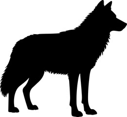 Wolf silhouette and line art vector design