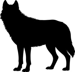 Wolf silhouette and line art vector design