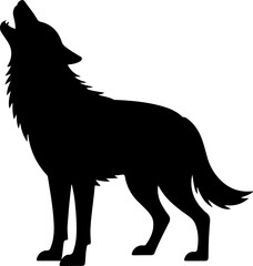 Wolf silhouette and line art vector design
