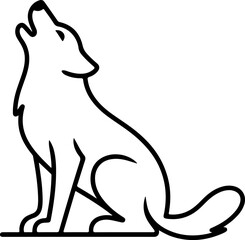 Wolf silhouette and line art vector design