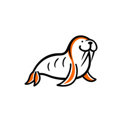 Cute Cartoon Walrus
