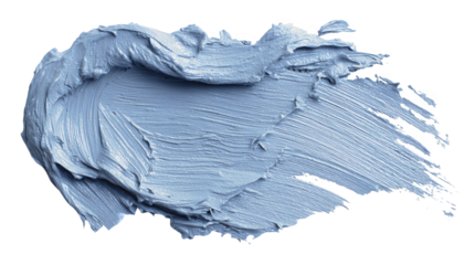 Light blue oil paint is smeared on a transparent background, creating a textured, artistic brushstroke effect, perfect for adding a touch of creativity to designs