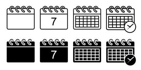 Calendar icon set. for mobile concept and web design on white background