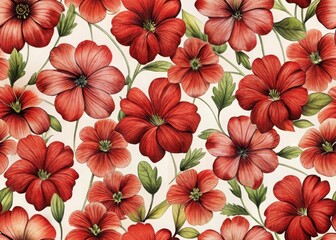 Red flower watercolor seamless pattern background