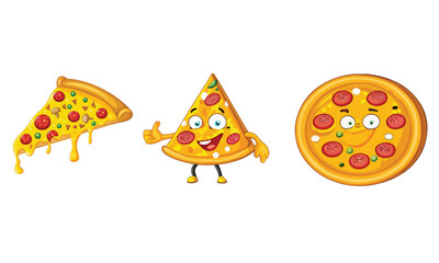 Pizza heart icons set