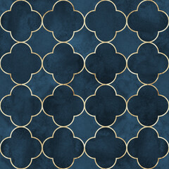 Watercolor gothic style clover leaf seamless pattern