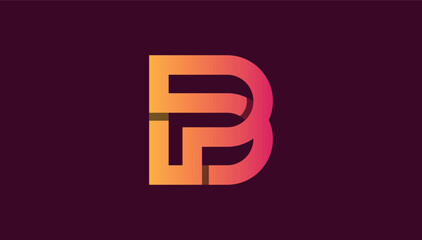 Fototapeta premium gradient 3d modern stylish bp pb letter logo design