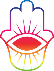 Hamsa hand drawn symbol, lotus flower, Yin-Yang and OM sigils. Decorative pattern in oriental style for interior decoration and henna drawings. The ancient sign of 