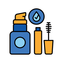 Water resistant cosmetics color line icon for digital and print projects.PFAS product