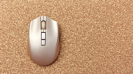 Elegant Gold Wireless Computer Mouse on Glitter Background