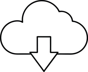 Cloud Download Icon Line Art Vector Illustration for Data Retrieval and Online Storage