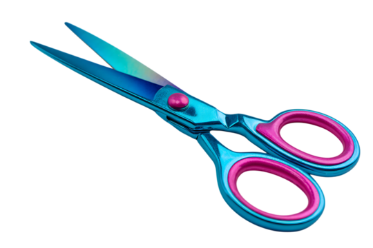 Close up of iridescent blue and pink scissors