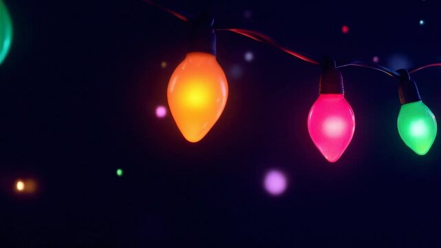 Glowing holiday lights with a title.