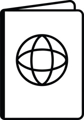 Passport Line Art Icon for Secure Travel and International Exploration