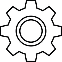 Settings Gear Icon Line Art Vector Illustration for System Configuration and Software Preferences