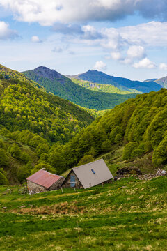 A buron, traditional habitat of the Monts du Cantal, near the sources of the Jordanne