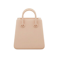 3D Beige shopping bag on transparent background