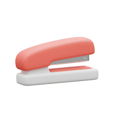 3D Red and white office stapler