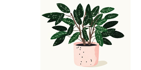 A meticulously rendered illustration showcases a vibrant houseplant in a charming pot. The rich detail and fresh perspective capture the essence of nature's beauty and interior design.