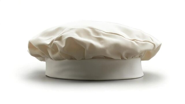 Studio shot of a classic white chef's hat on a white background creating a clean look