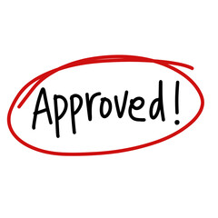 Approved text word letter lettering handwritten hand drawn typography quality control check clipart png cutout sticker illustration design