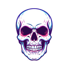 Obraz premium Neon Style Skull Illustration – Vibrant Vector Artwork
