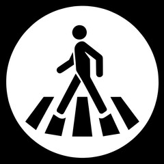 A simple pedestrian crossing sign with a human figure walking left