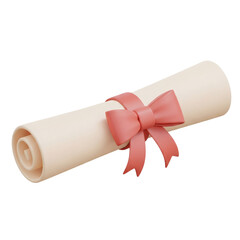 Rolled diploma with red ribbon bow