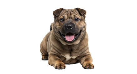 Obraz premium Cute Puli Dog isolated on white Transparent background. Happy Puppy Laying Down Smiling on White Background