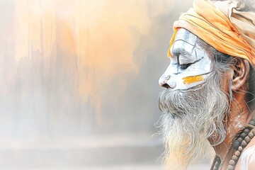 Saint of India. Illustrated drawing design. Generative Ai