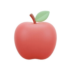 3D Red apple with green leaf