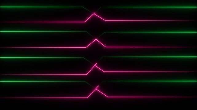 Neon light saber lines on black background, Abstract neon colored animation of computer generated lights background. Abstract neon colored animation of computer generated lights background.