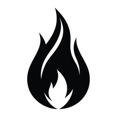Simple black flame icon single peak design