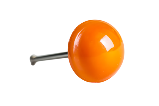 Orange round knob on a silver stem