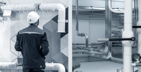Technical diagnostics gas detector. Device for finding gas leaks. Technical diagnostics of pipes after installation. Gas company employee is looking for propane leak. Energy infrastructure security