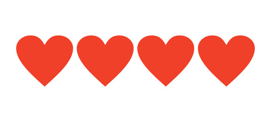 Red Heart Icons Set – Flat Vector Design