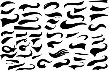 Swoosh and swash text tails vector set